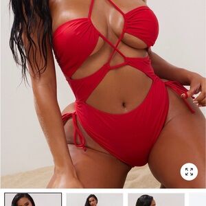 Fashion Nova Bold Red Cutout One Piece Swimsuit